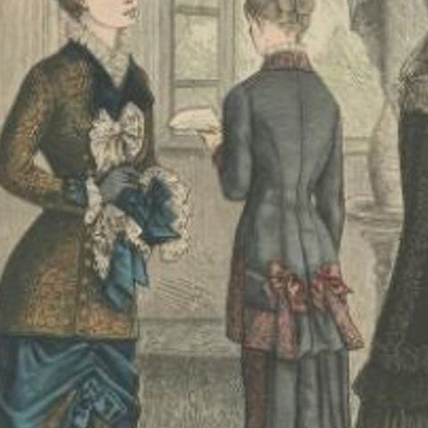 Antique Fashion Print from Germany by Marquart, 1881, close-up 1