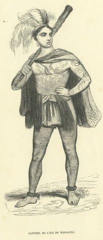 Native of Massacre Island, Antique Wahlen Costume Print, 1843-1844