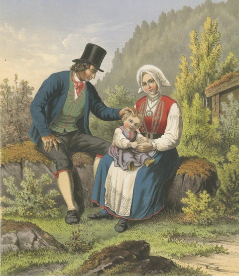 Norwegian Folk Costumes from Fane near Bergen, Tonsberg Edition, 1860s, close-up 5