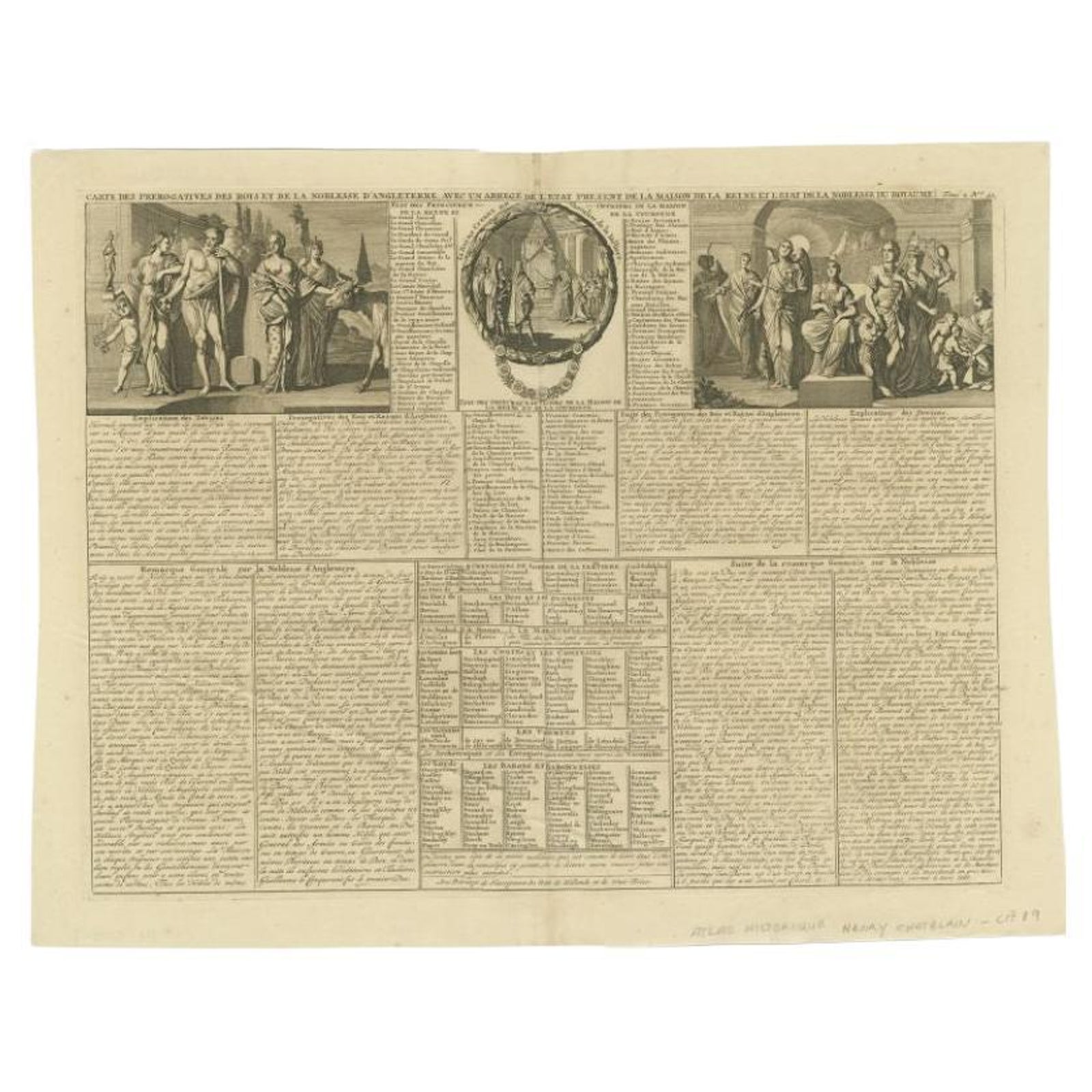 Antique Print of the Monarchy and Nobles of Great Britain by Chatelain, c.1720