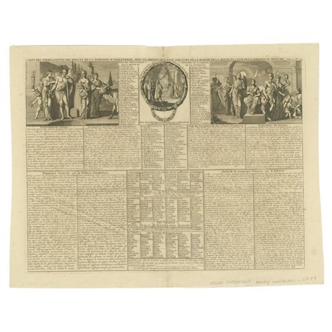 Antique Print of the Monarchy and Nobles of Great Britain by Chatelain, c.1720