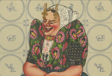 Axel Family in Traditional Costume, Zeeland-Flanders, 1930s Lithograph, close-up 4