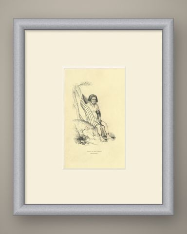 Native of Carteret Harbour, Antique Wahlen Costume Print, 1843-1844, shown framed
