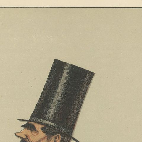 Victorian Statesman with Top Hat, Vanity Fair Statesmen Series, 1870, close-up 4