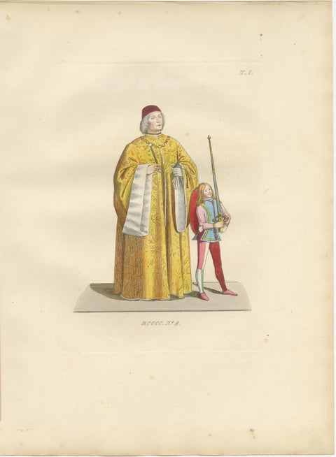 Medieval Fashion Ensemble from Rome & Venice, 14th–15th Century, Published 1845, view 3