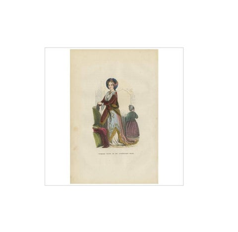 Antique Print of a Turkish Nobility 'Female' by H. Berghaus, 1855, view 2