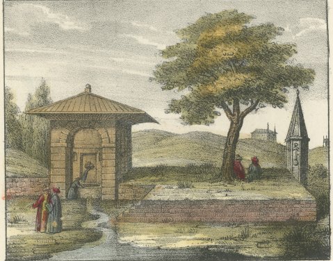 Ottoman Turks Ali and Osman and a Roadside Place of Prayer, 1842, close-up 2