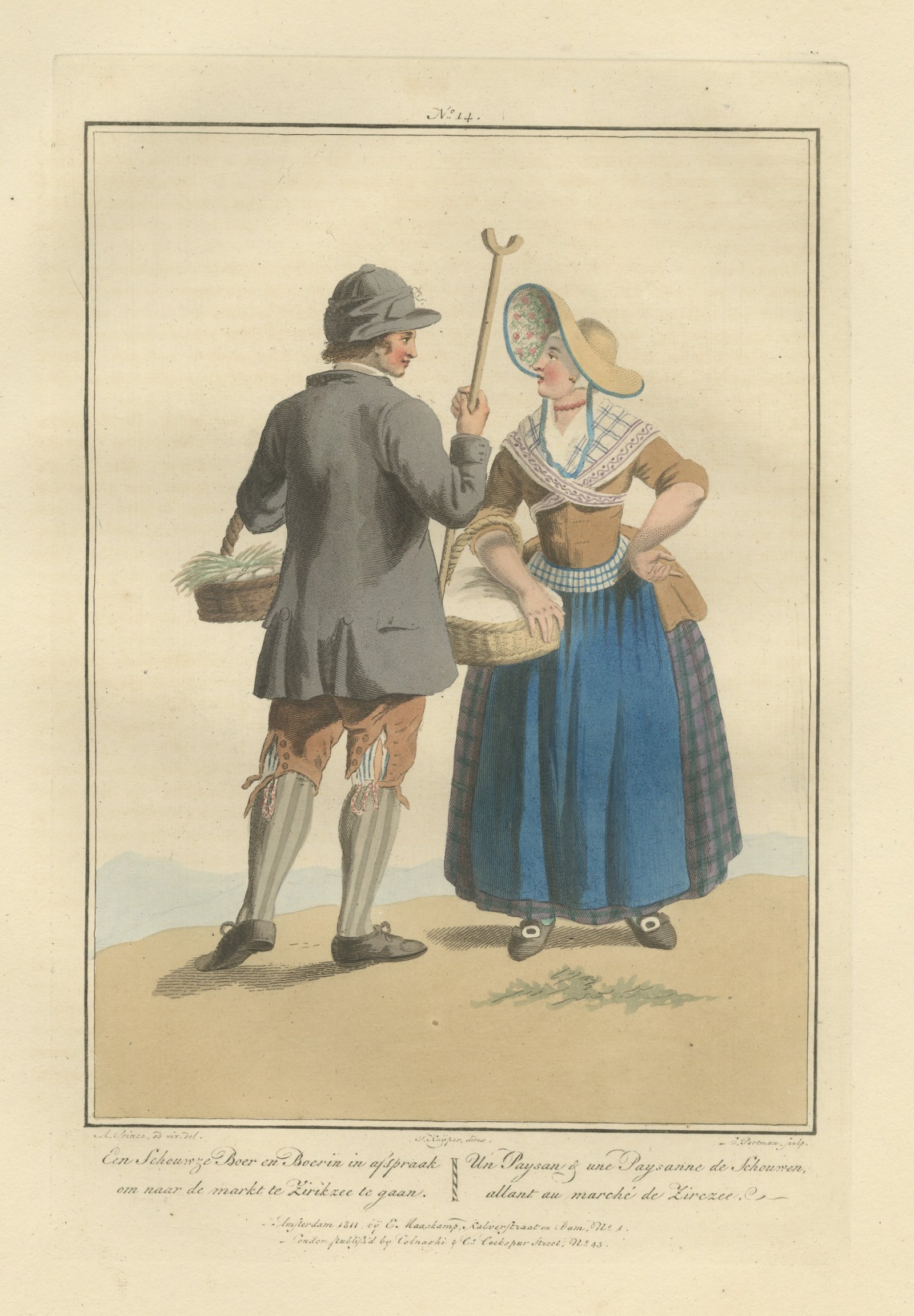 Schouwen Couple going to Zierikzee Market, Zeeland Print, 1811