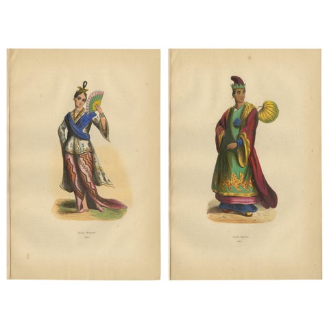 Exquisite 1844 Handcoloured Lithographs of Noble Birmans from Myanmar