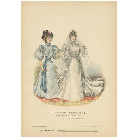 Antique Fashion Print Published by La Mode Illustrée ‘No. 17, 1895’