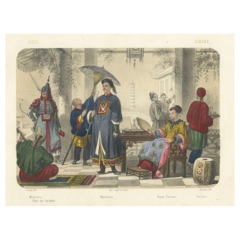 Chinese Costumes, Mandarin, Tartar Lady and Musicians, c.1845