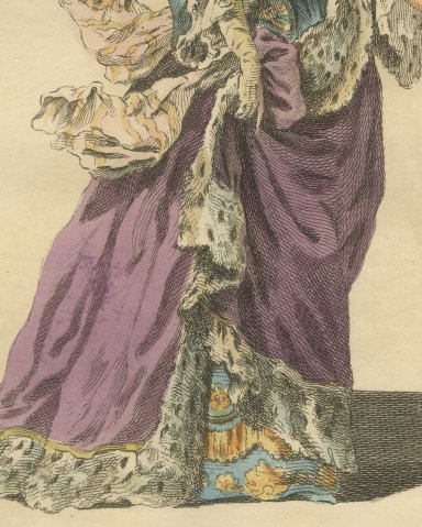 Princess Dowager of Conti in 1700 in an Ermine Lined Robe, Jefferys, 1757, close-up 2
