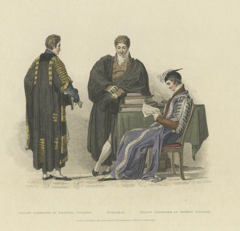 Old Print of Nobleman and Fellow-Commoners of Trinity and Emanuel College, 1815, close-up 2