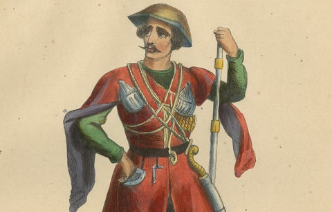 Circassian and Imeretian Princes in Traditional Attire, 1844 Lithographs, close-up 5