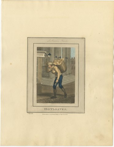 Hot Loaves, St. Martin's Church, Cries of London, 1804, view 2