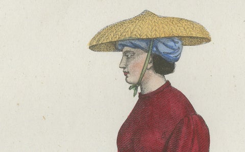 Cochinchina Woman Costume Print, Antique Hand-Colored Lithograph, 1854, close-up 3