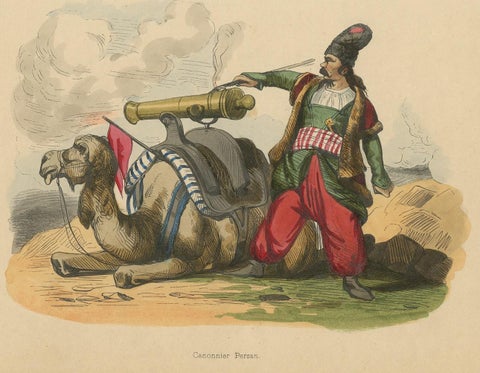 Antique Costume Print of a Persian Gunner by Wahlen, 1843, view 2