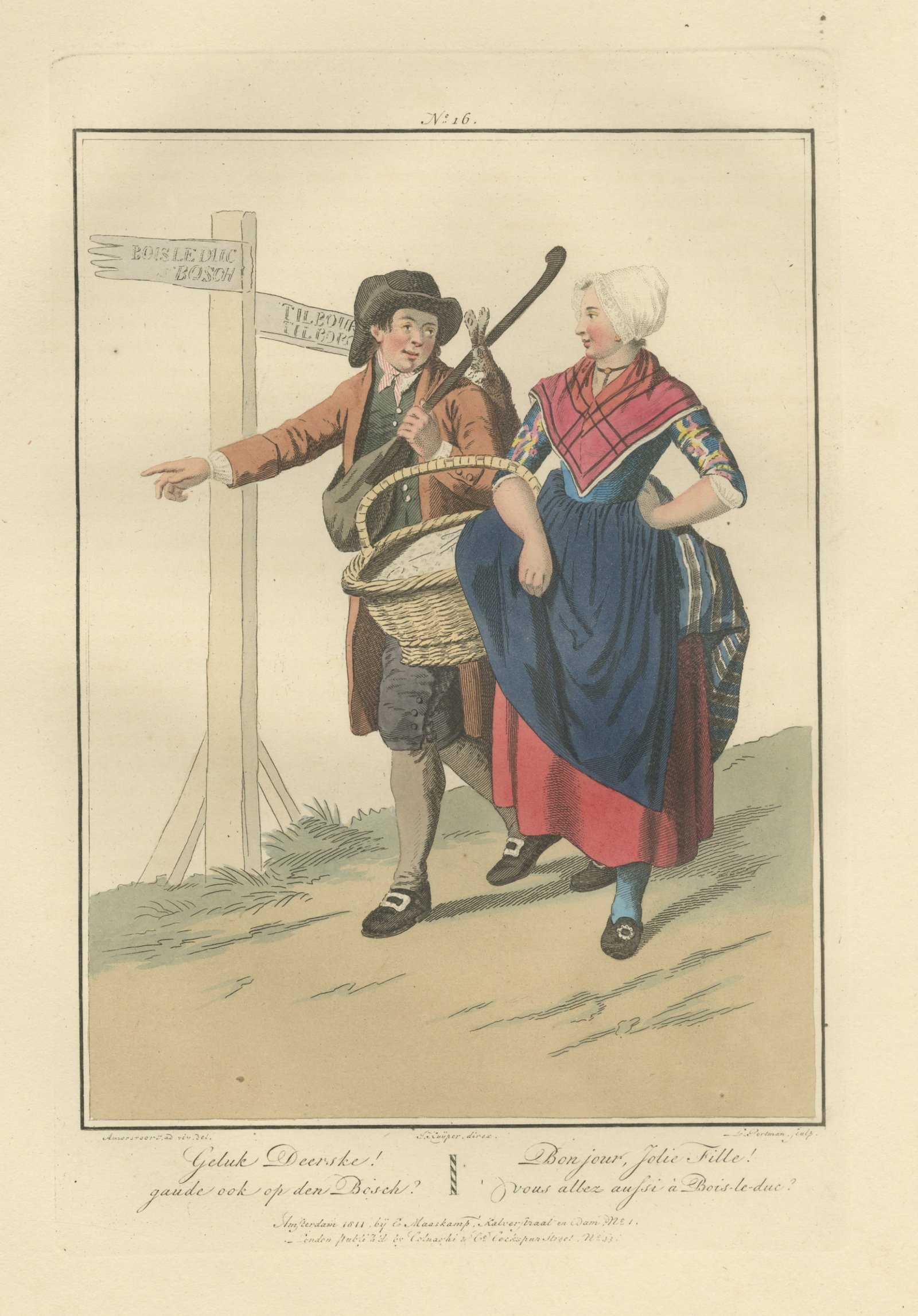 On the Road to Den Bosch, Brabant Costume Print, Maaskamp, 1811