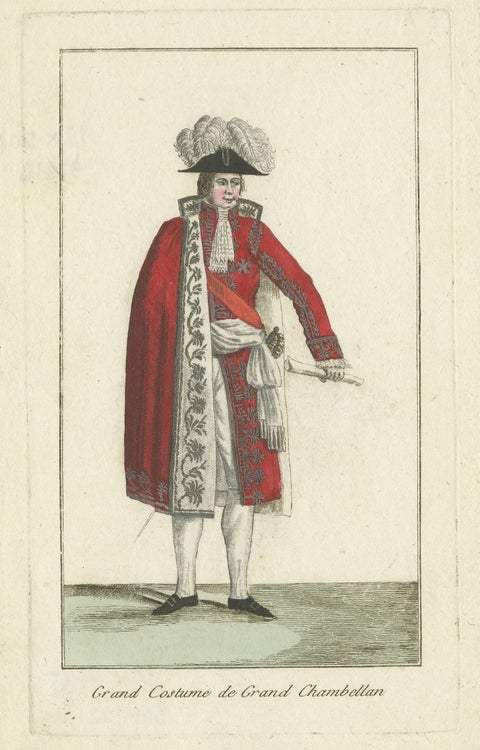 Antique Costume Print of a French Chamberlain, circa 1810, view 2