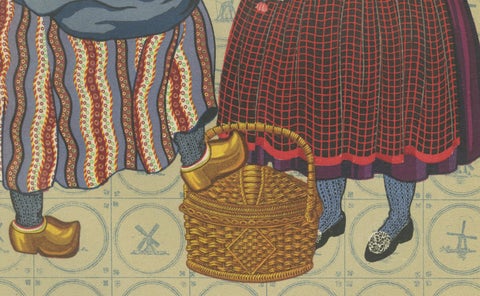 Early 19th c. Brabant Milkmaid & Townswoman in Folk Dress, Published in 1932, close-up 1