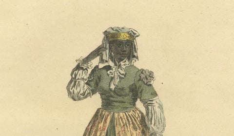 Habit of a Woman of Fez in Africa, Elegant Costume Engraving, 1749, close-up 2