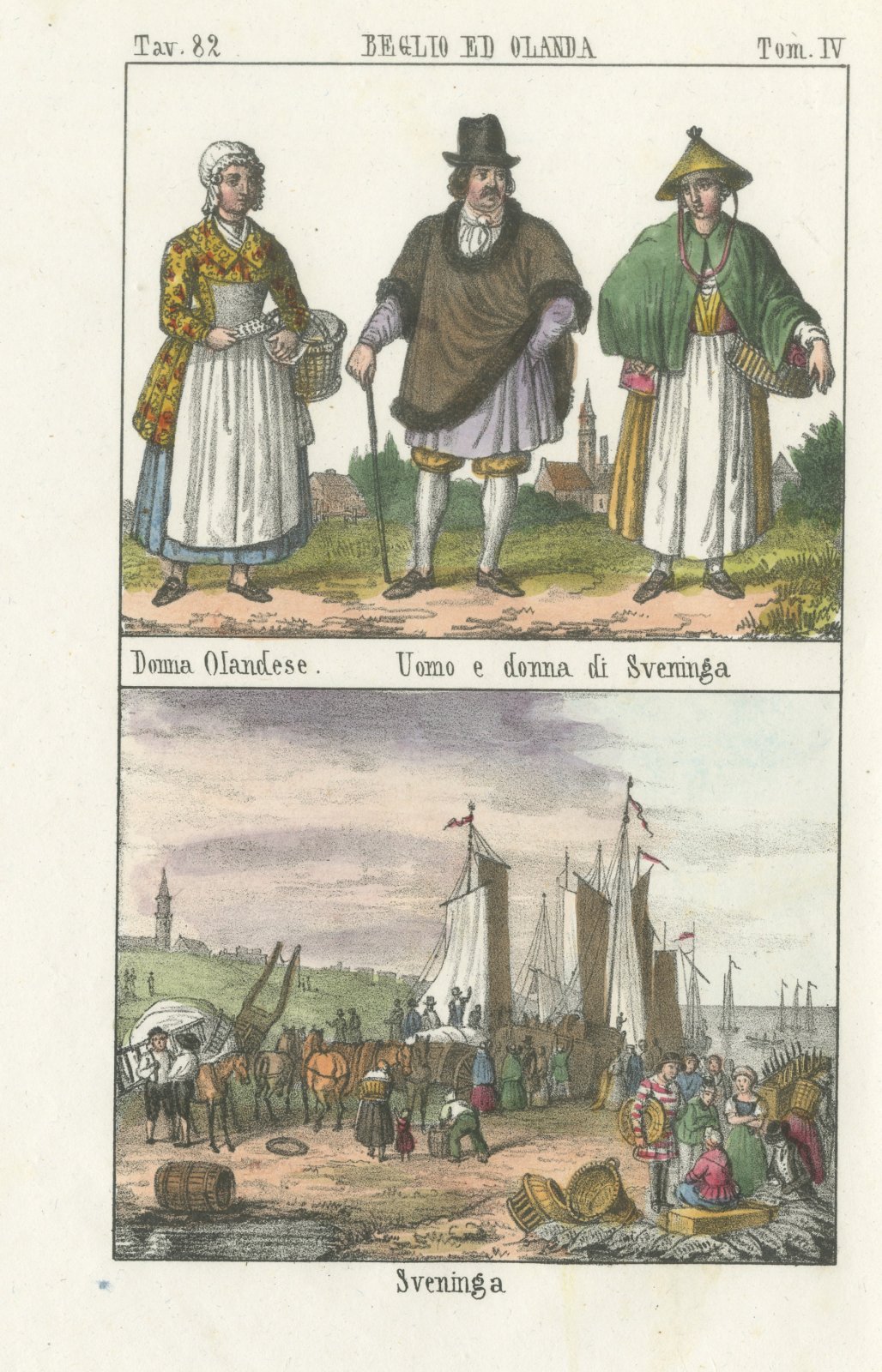 Dutch Woman, Man and Woman of Scheveningen and the Beach, 1842
