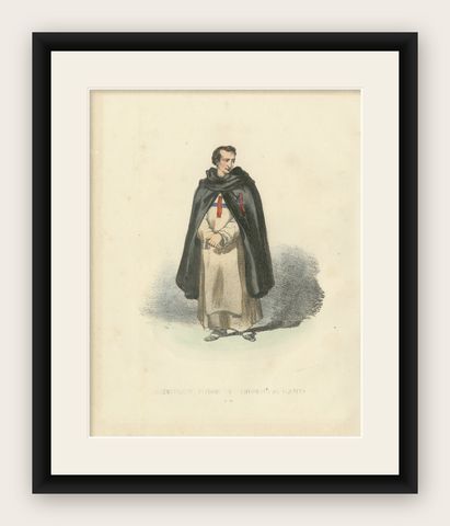 Antique Handcolored Print of a Reformed Redeemer in Ceremonial Robes, 1862, shown framed