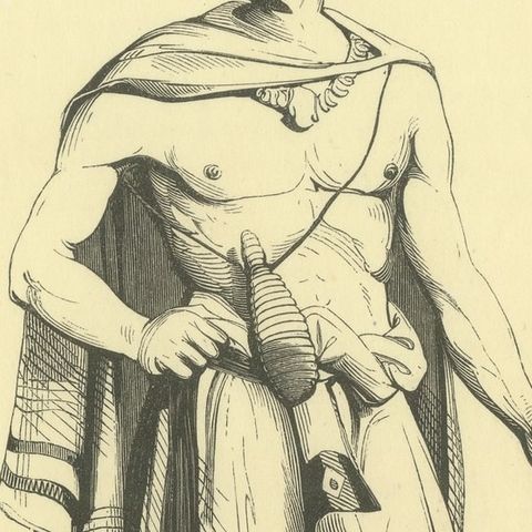 Chief of a Tribe of New Zealand, Antique Wahlen Costume Print, 1843-1844, close-up 3