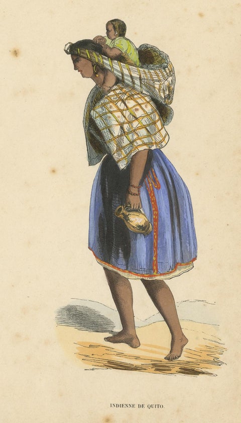 Antique Costume Print of a Woman in Quito by Wahlen, 1843, view 4