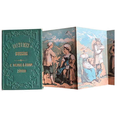 Costumes Suisses panorama, 16 tinted lithographs of Swiss regional dress, c.1860