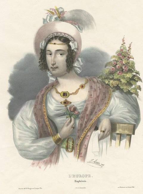 Antique Costume Print of Europe by Lemercier, circa 1840, view 2