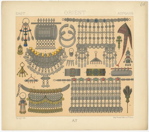 Antique Print of Eastern Jewelry Costumes, 'circa 1880', view 4