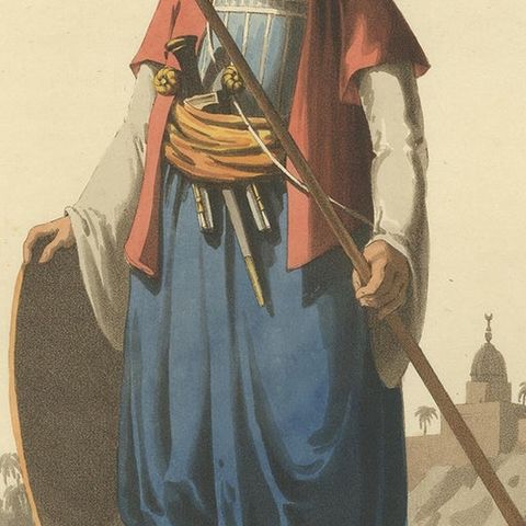 Antique Print of Mameluke of Grand Vizier, the Military Costume of Turkey, 1818, close-up 2