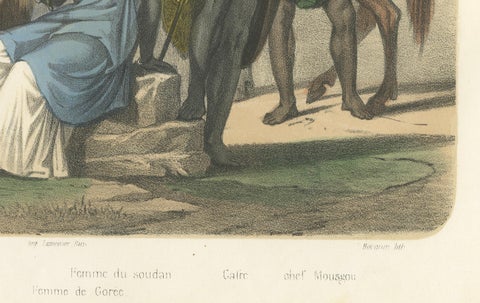 South African Costumes, Hottentots, Sudanese Women, and Chief Moussaou, c.1845, close-up 4