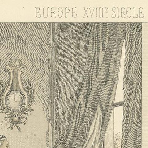 Pl. 110 Antique Print of European 18th Century Costumes by Racinet, circa 1880, close-up 1