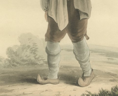 Laborer near Valenciennes, Working Dress, Antique Ackermann Print, 1817, close-up 2