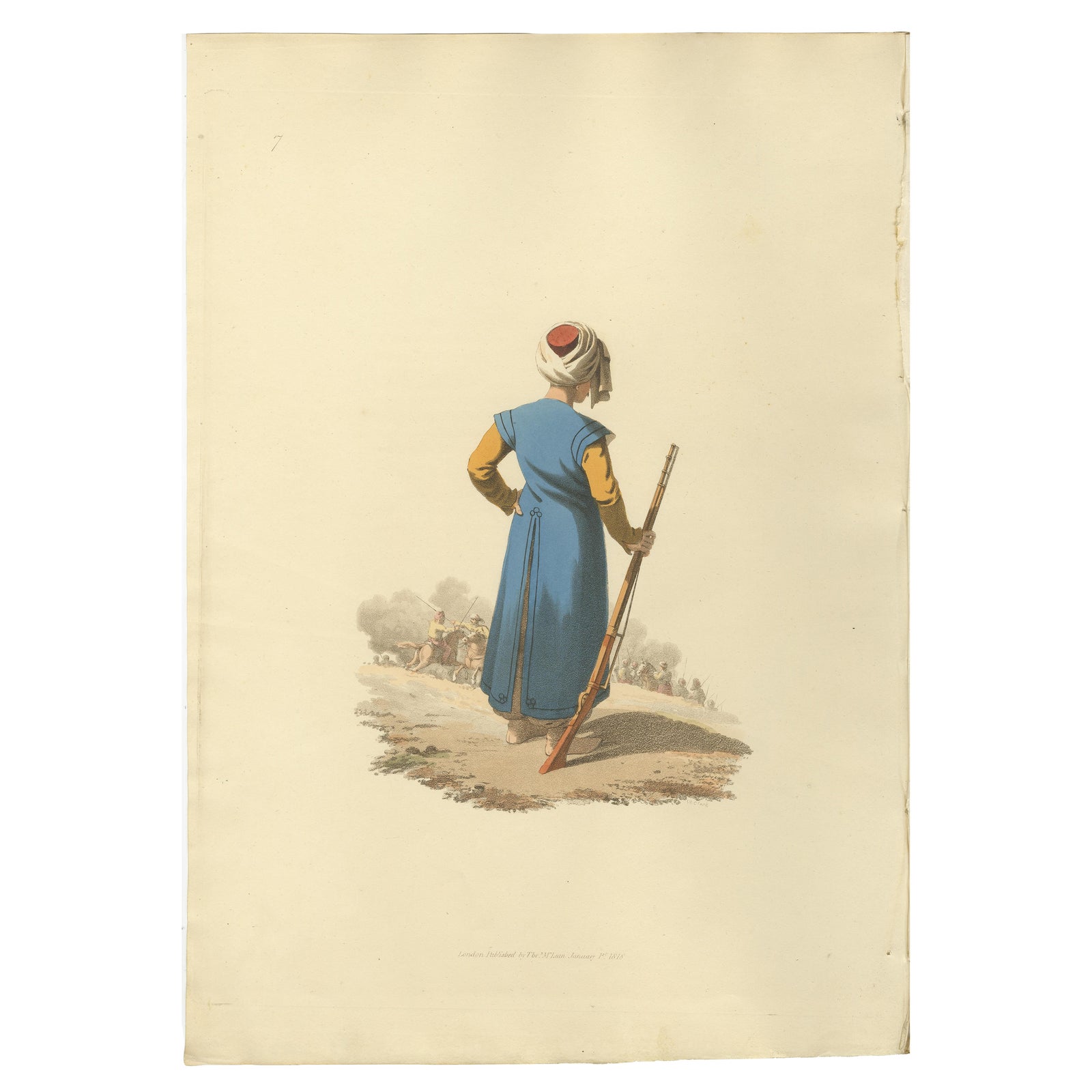Antique Print Mameluke of Constantinople, The Military Costume of Turkey, 1818
