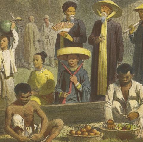 Costumes of Vietnam, Cambodia & Siam, Annamite, Cambodian & Siamese Dress c.187, close-up 2