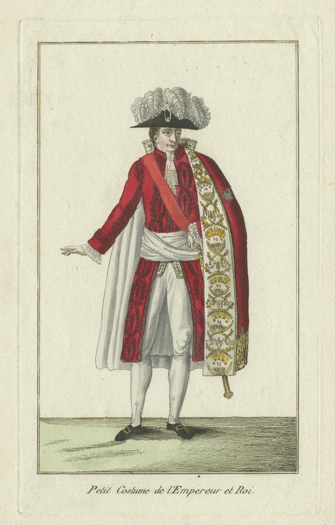 Antique Costume Print of the Emperor and King of France, circa 1810, view 2