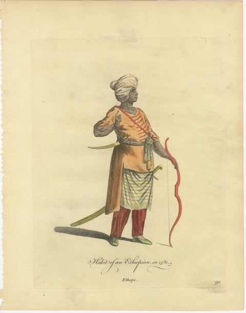 Habit of an Ethiopian, Early Ethnographic Costume Engraving, 1749, view 2