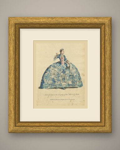 Zara in Congreve's The Mourning Bride, Georgian Stage Costume, Jefferys, 1757, shown framed