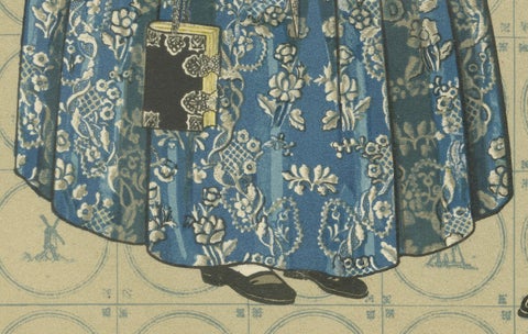 Elegant Dutch Couple in Festive Bergen-Binnen Costume, Early 1800s Print, close-up 2