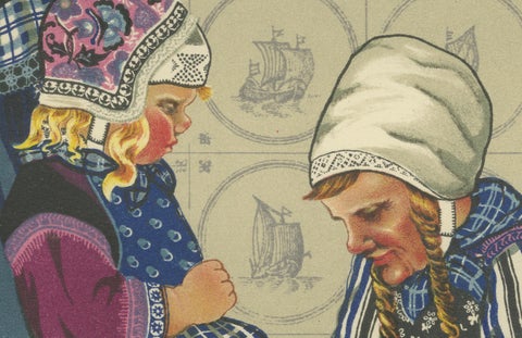 Marken Mourning Dress, Original 1932 Dutch Costume Print, close-up 3