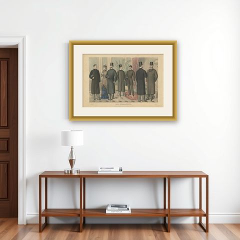 Antique Print of Fashion in November 1880 by Klemm & Weiss, circa 1900, shown framed on a wall