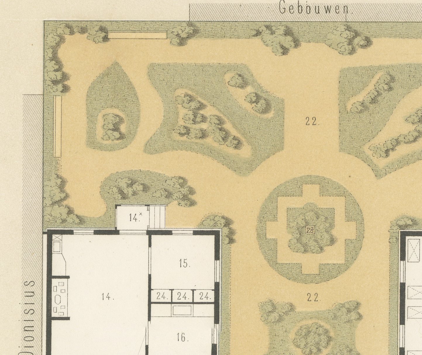 Prinsengracht Hospital, Amsterdam, Dutch Architecture Print, Leliman, 1865-1866, view 4