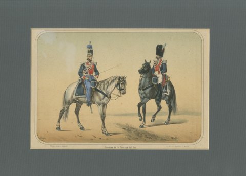 Guardias de la Persona del Rey, Spanish Royal Guard Cavalry, Lithograph, 1861, view 2