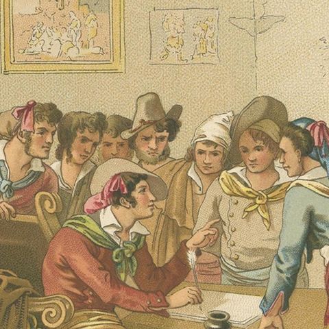 Pl. 171 Antique Print of Italian Costumes by Racinet, 'circa 1880', close-up 2
