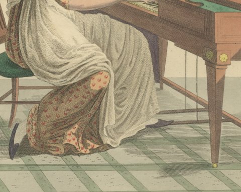 Moravian Mother and Daughter at Zeist, Dutch Costume Print, 1811, close-up 3