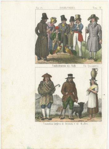 An English Cockfight, a Quaker and Country People of Scotland and Wales, 1842, view 2
