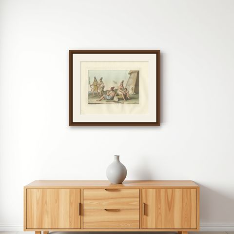 Indigenous People of Formosa (Taiwan), Ferrario Costume Print, c.1815, shown framed on a wall